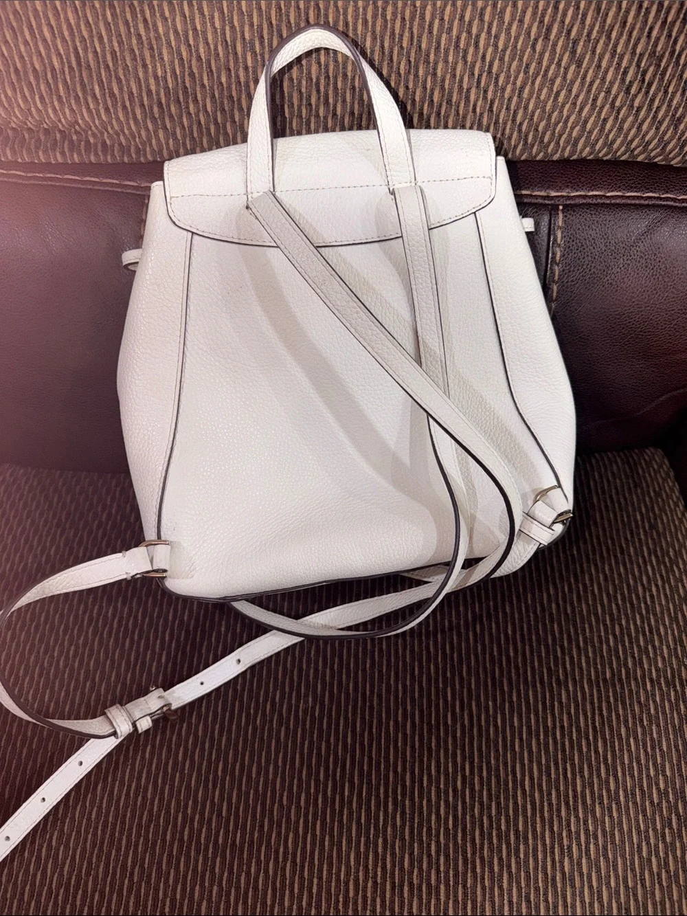 Kate Spade White Pink Leila Striped Backpack